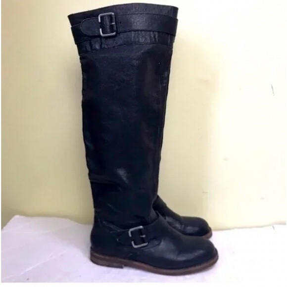 Zigi Girl Meredith Leather Tall Knee High Boots Textured Rubber Soles Buckles 7 - Picture 9 of 10